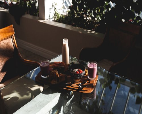 Healthy breakfast with fruits on a table
